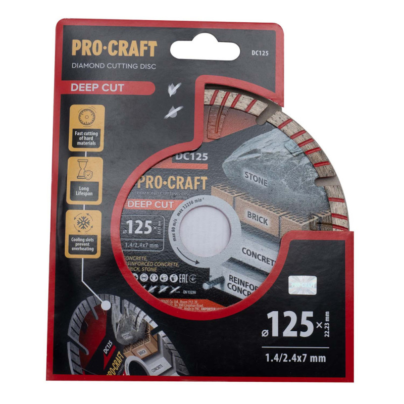 Алмазний диск Procraft DC125 Ø125 22,23x2,4мм (DC1250)