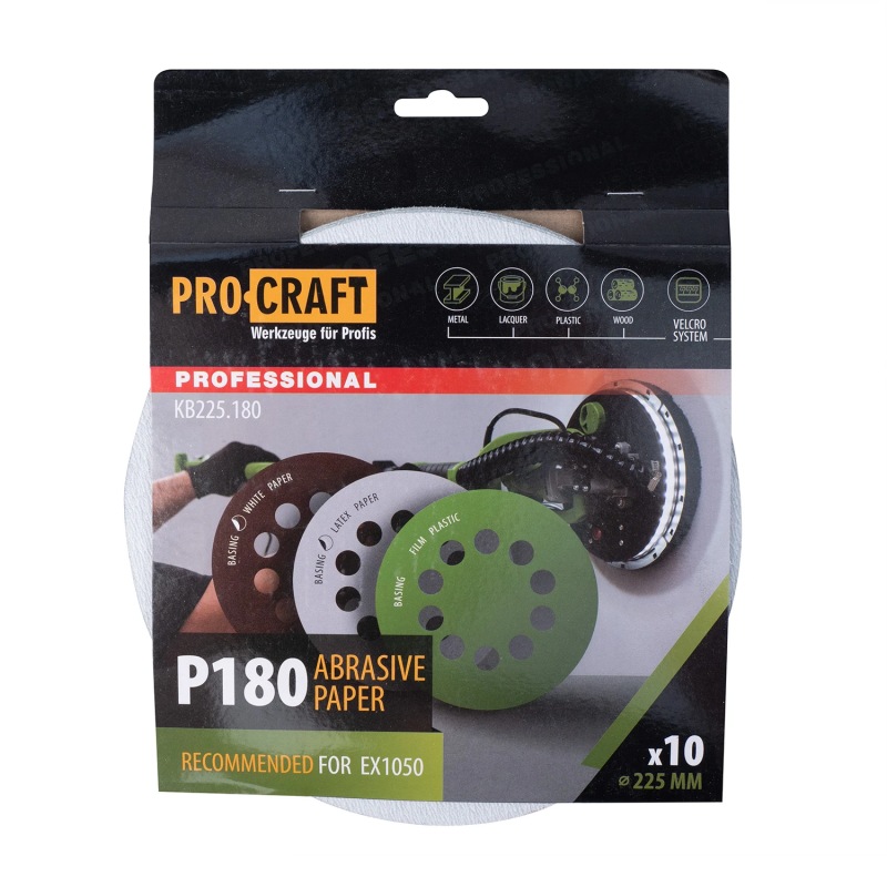 Круг шліфувальний самозачепний Procraft KB225.180 UNIVERSAL 10 отв, 10 шт (KB22518)