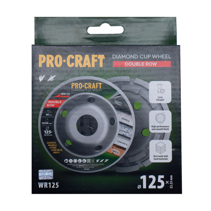 Алмазна шліфувальна чаша Procraft WR125 Ø125х22.23мм (WR1250)