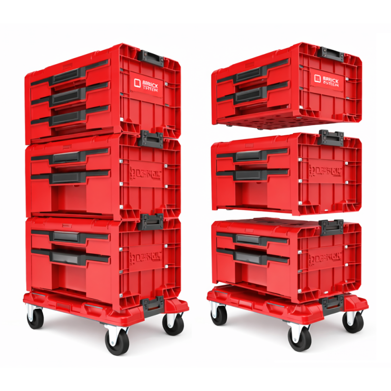 Набір ящиків для інструментів Qbrick System PRO Drawer Workshop Set 3 2.0 RED (5901238258353)