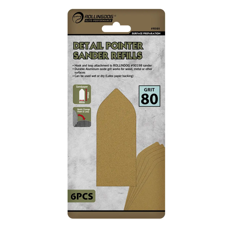 Абразив #80 Rollingdog для тёрки Detail Pointer, 6 шт (90183)