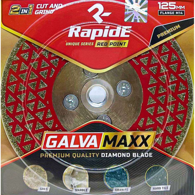 Алмазний диск RapidE GALVAMAXX 125 мм R9777 для різу та шліфування з алюмінієвим фланцем М14 (НФ-00002781)