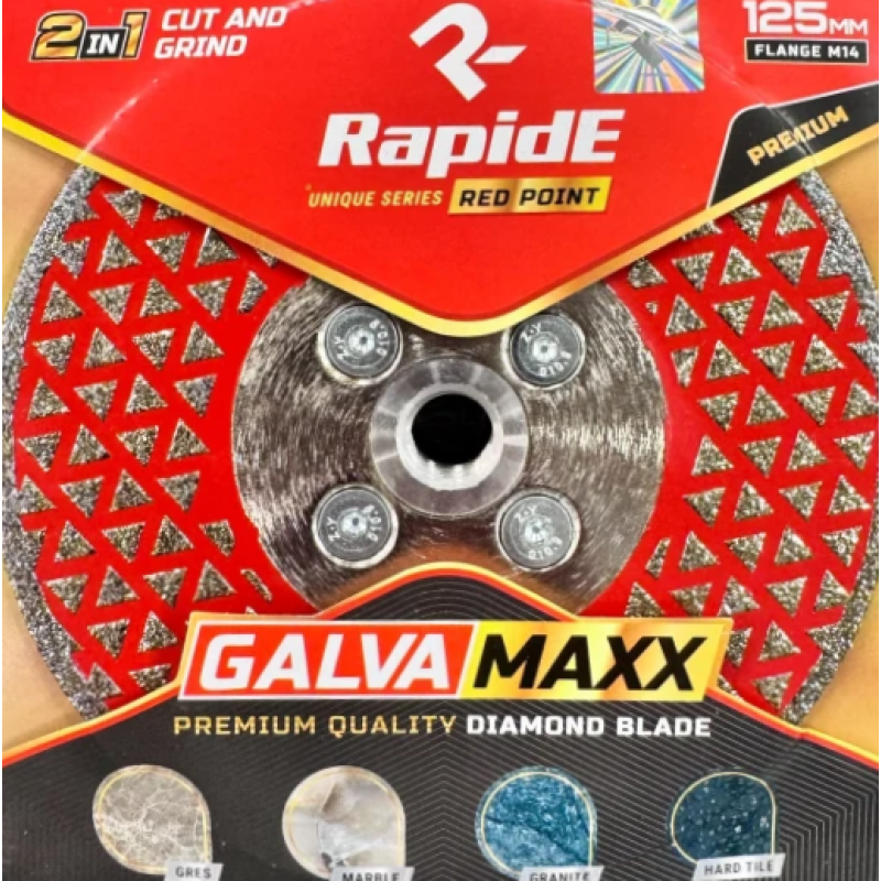 Алмазний диск RapidE GALVAMAXX 125 мм R9777 для різу та шліфування з алюмінієвим фланцем М14 (НФ-00002781)
