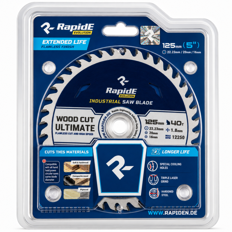 Пильяльний диск RapidE INDUSTRIAL TCT SAW 125×22,23×40T (НФ-00001003)