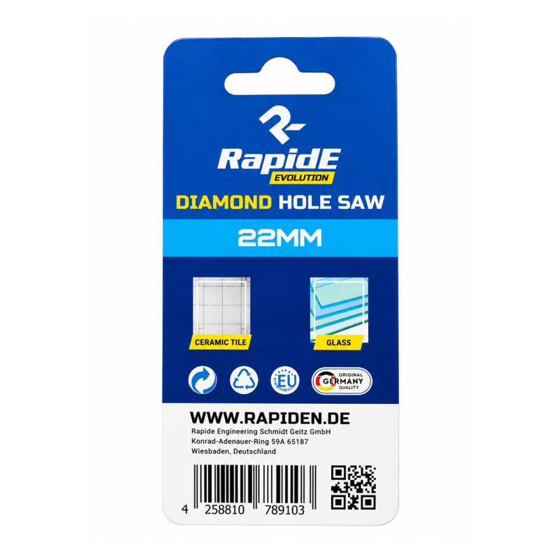Алмазна коронка RapidE TILE/GLASS 22мм (НФ-00001525)