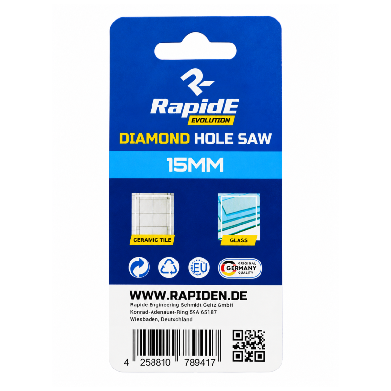 Алмазна коронка RapidE TILE/GLASS 15мм (НФ-00001875)