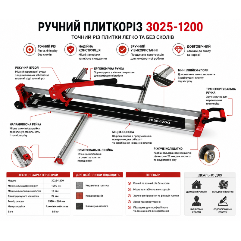 Плиткорез ручной SHIJING 3025-1200 (3025)