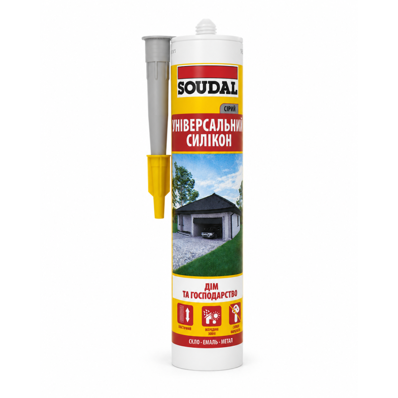 Герметик силиконовый SOUDAL универсальный серый 280 мл (00-00012706)
