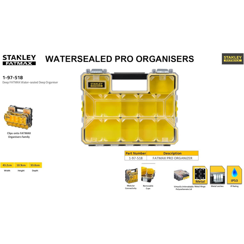 Органайзер для інструментів FATMAX SHALLOW PRO METAL LATCH STANLEY (1-97-518)