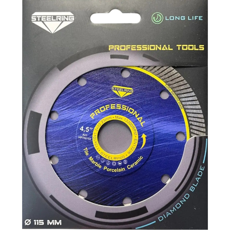 Диск алмазний відрізний Steelring PROFESSIONAL Turbo 115 мм (HPTN115)