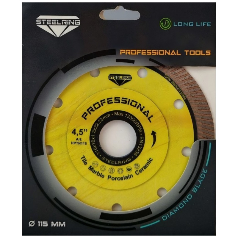 Диск алмазный супертонкий Steelring PROFESSIONAL HPTN V2 115х1.2 (HPTN115V2)