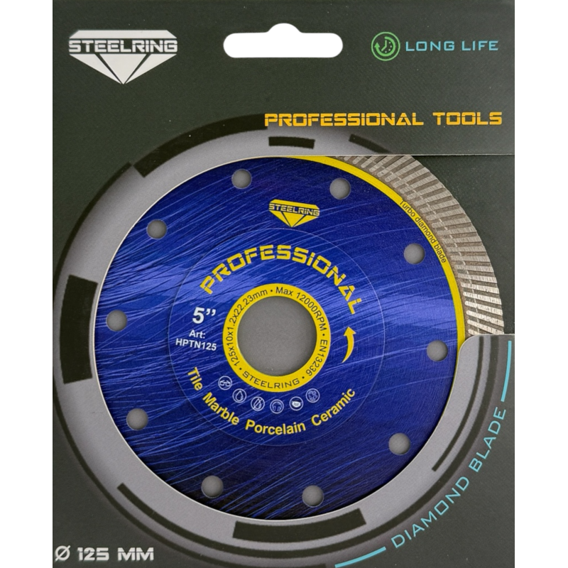 Диск алмазний відрізний Steelring PROFESSIONAL Turbo 125x1.2 мм (HPTN125)