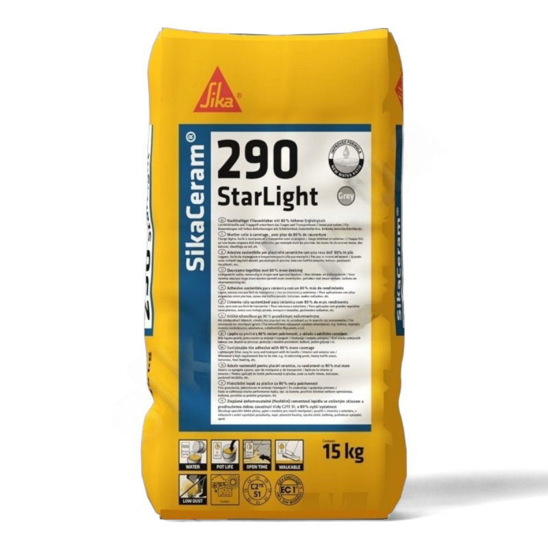 Клей для плитки еластичний SikaCeram-290 StarLight 15 кг (SikaCeram-290)