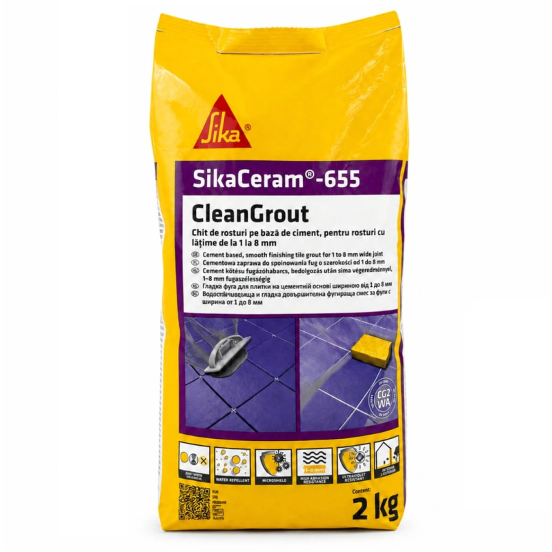Затирка для швов водостойкая Sika CleanGrout Anemon/светло-бежевый, 2кг (SikaCeram-655-AN)
