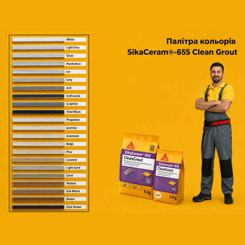 Затирка для швов водостойкая Sika CleanGrout Pergamon пергамон 2 кг (SikaCeram-655-PE)