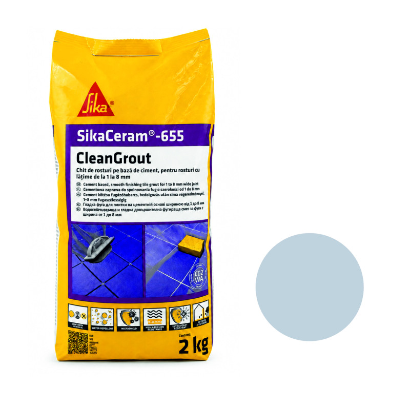 Затирка для швів водостійка Sika CleanGrout Silver сріблясто-сіра 2 кг (SikaCeram-655-SI)