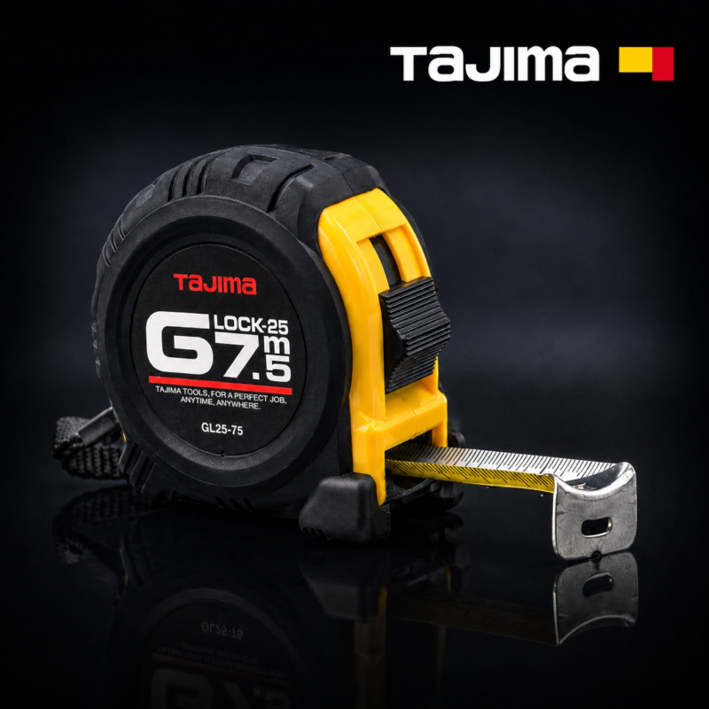 Рулетка будівельна TAJIMA G LOCK GL25-75, 7.5м (1001-0222)