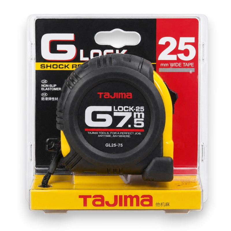 Рулетка будівельна TAJIMA G LOCK GL25-75, 7.5м (1001-0222)