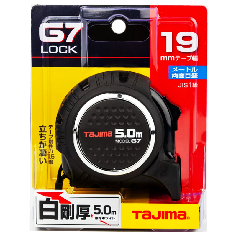 Рулетка будівельна TAJIMA G7 LOCK G7L1950 удароміцна посилена стрічка 5,0 м (1001-1670)