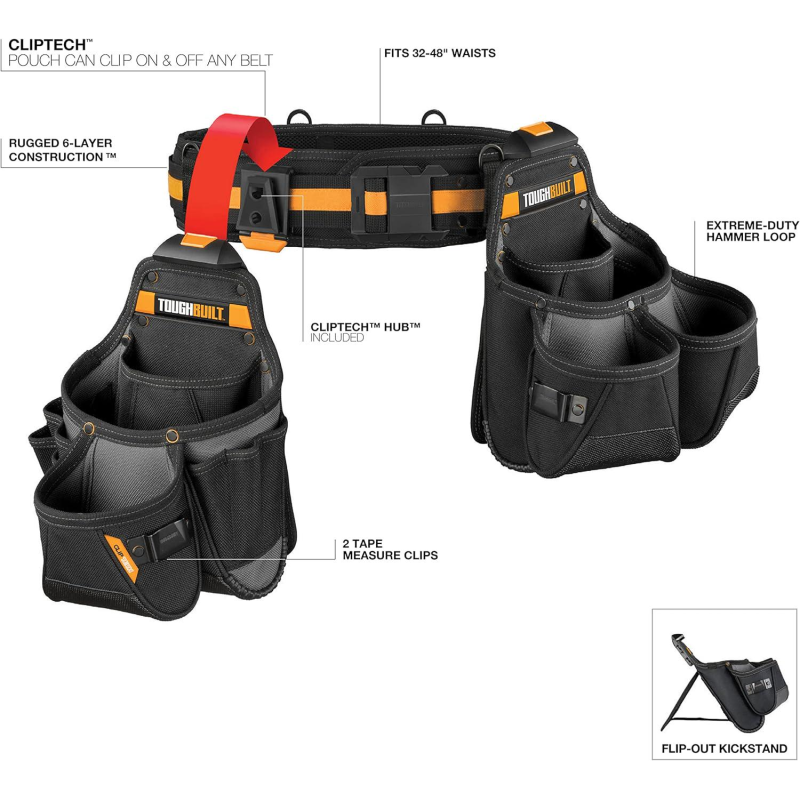 Пояс для инструментов с сумками TOUGHBUILT (TB-CT-111-3P)