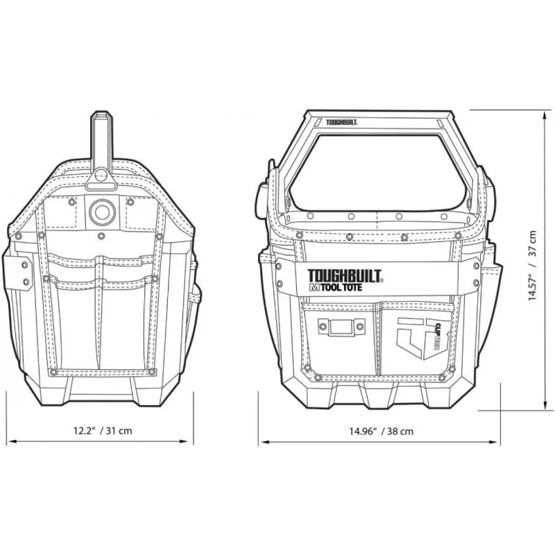 Сумка для инструментов ToughBuilt с открытым верхом 380 мм (TB-CT-82-12)