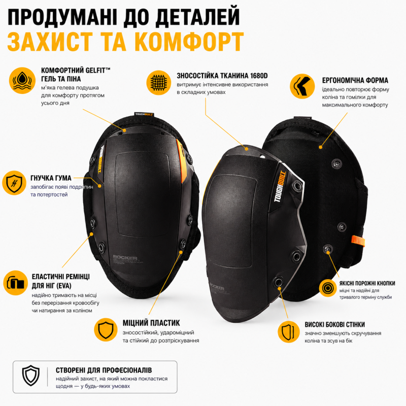 Наколінники Toughbuilt GelFit Rocker для твердих поверхонь (TBL-KP-G201-R)