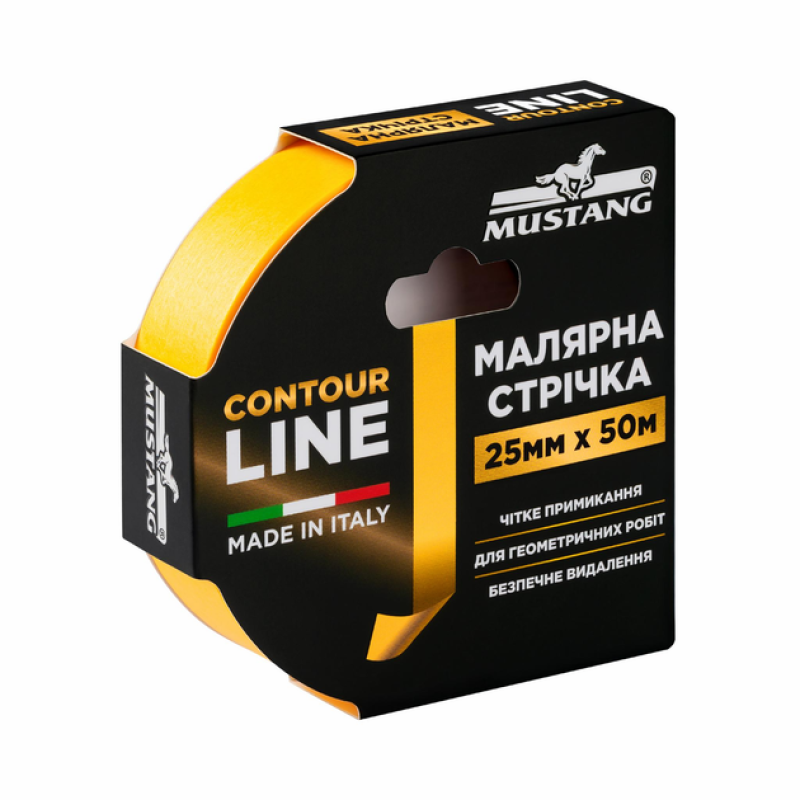 Малярна стрічка рисова Mustang Contour Line 25 мм х 50 м (ITWP2550G)