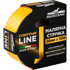 Малярная лента рисовая MUSTANG CONTOUR LINE желтая 36 мм х 50 м (ITWP3650G)
