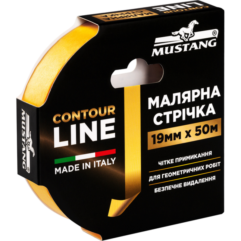 Малярная лента рисовая Mustang Contour Line 19 мм х 50 м (ITWP1950G)
