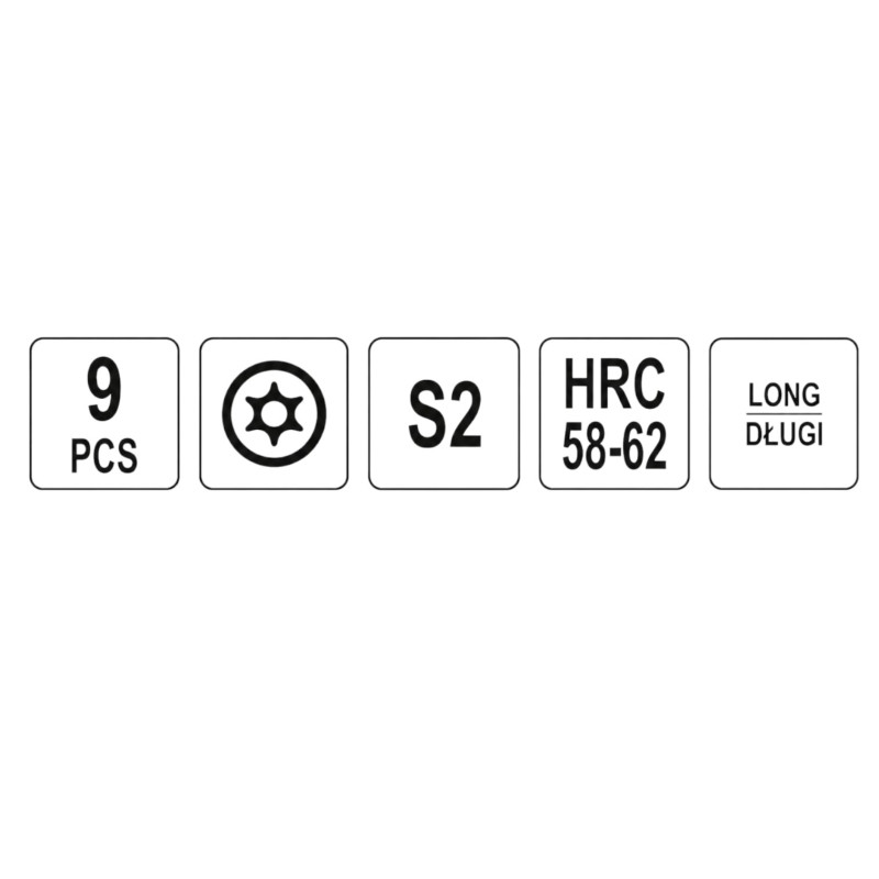 Набір ключів TORX «Зірочка» 9 шт, T10–T50, 17,5 см (UT7119)