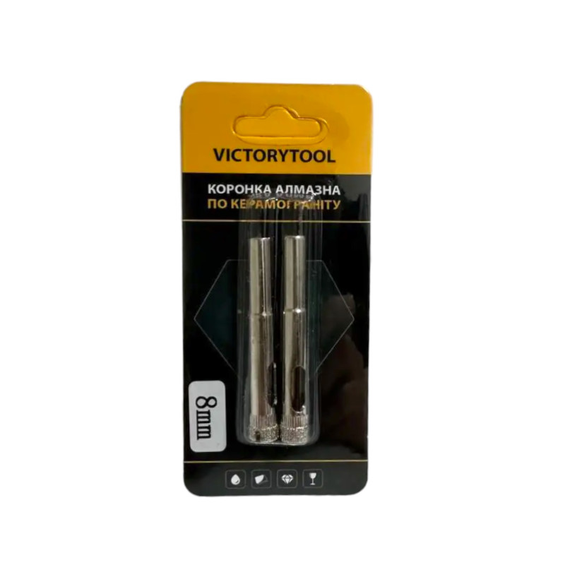 Коронка алмазна VICTORYTOOL 8 мм 2 шт під дриль (v008-2)