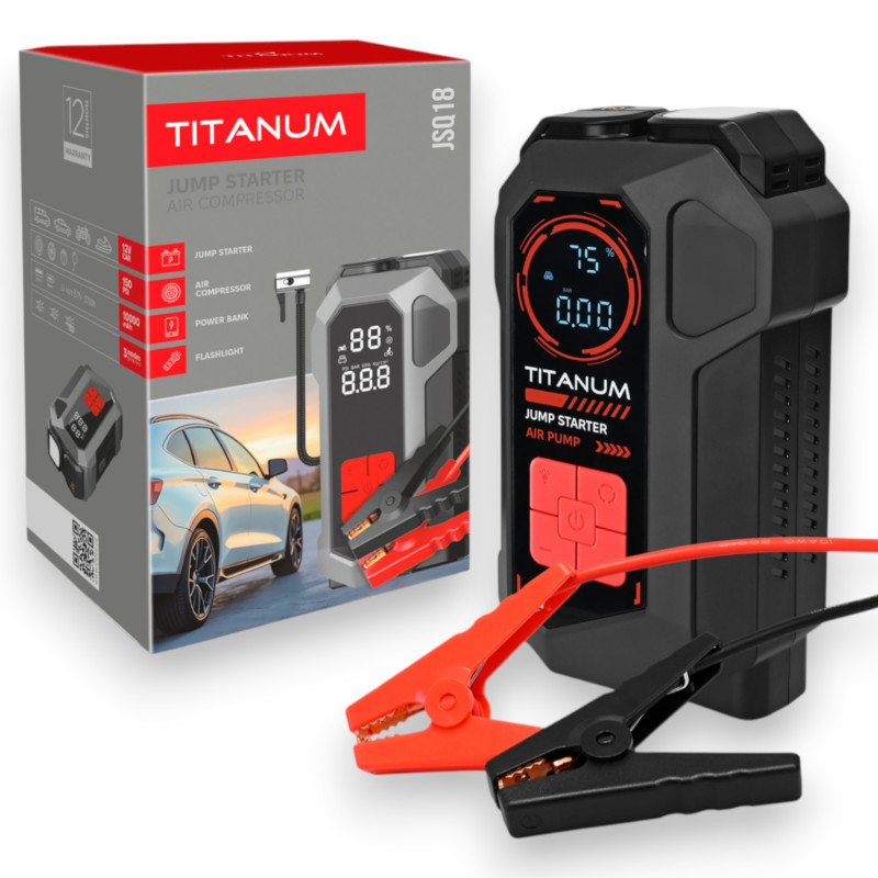 Пускозарядное устройство с компрессором 4в1 TITANUM JSQ18 2000A 10000mAh (TA-JSQ18)
