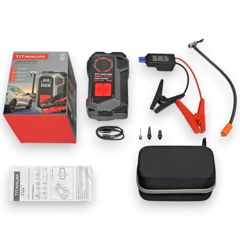 Пускозарядное устройство с компрессором 4в1 TITANUM JSQ18 2000A 10000mAh (TA-JSQ18)