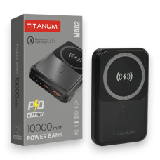 Повербанк TITANUM MA02 10000 mAh 22.5W с беспроводной зарядкой, черный (TPB-MA02-B)