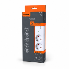 Мережевий подовжувач VIDEX ONCORD 3р, 3м заземлення (VF-PD33G-W)
