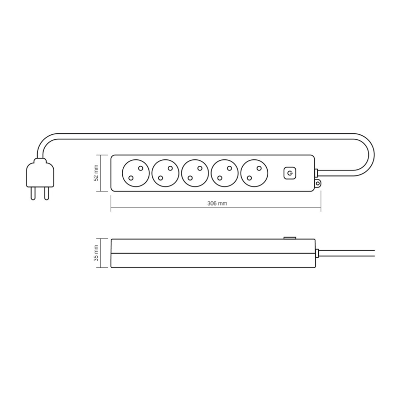 Мережевий подовжувач VIDEX ONCORD 5р, 5м (VF-PD55-W)