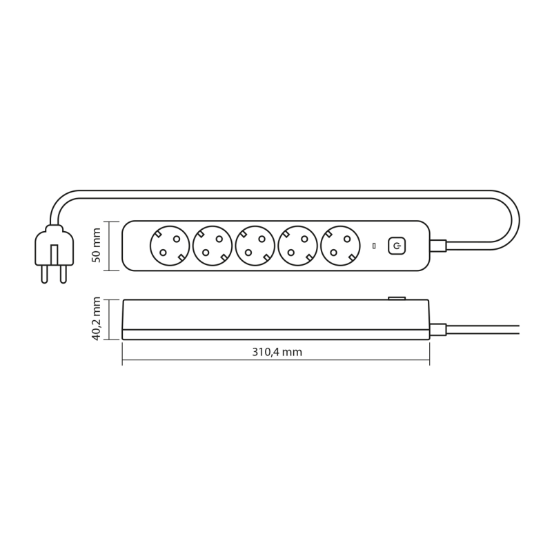 Мережевий подовжувач VIDEX ONCORD 5р/3м заземлення (VF-PD53G-B)