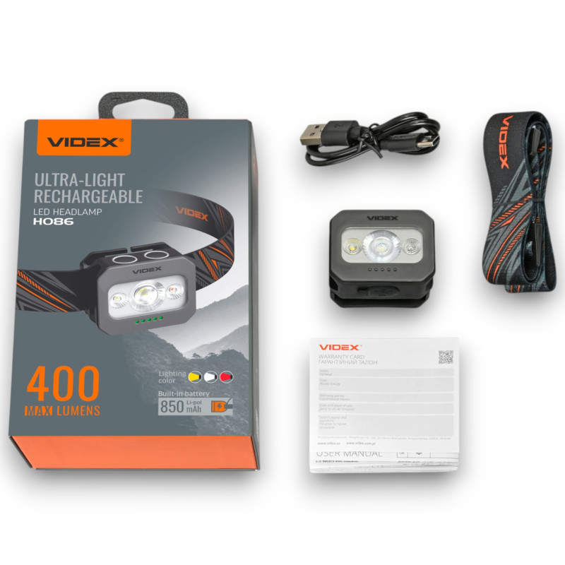 Налобний світлодіодний ліхтарик VIDEX VLF-H086 400Lm 5000K (VLF-H086)