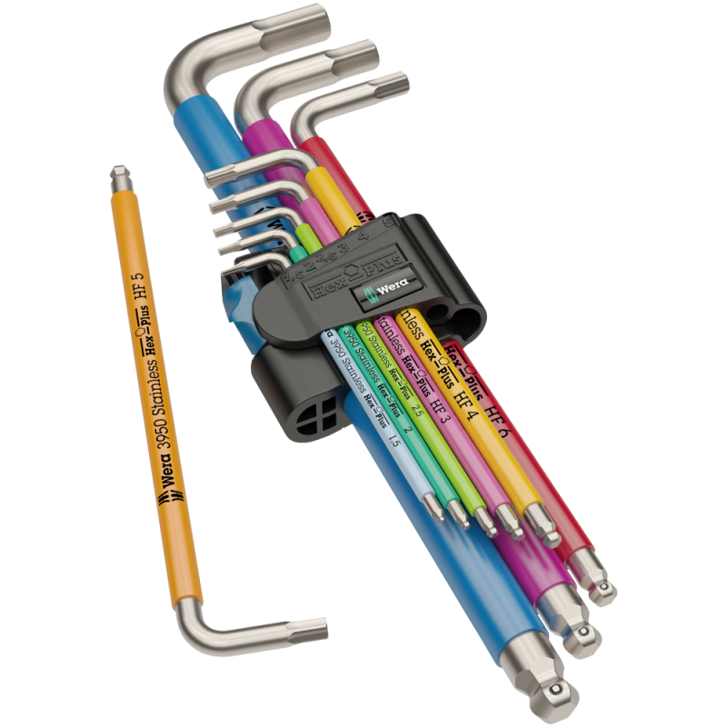 Ключ шестигранный Г-образный НАБОР WERA 3950/9 Hex-Plus Multicolour HF Stainless 1 (05022699001)