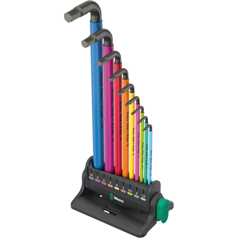 Ключ шестигранний Г-подібний НАБІР — 9 шт WERA 950/9 Hex-Plus Multicolour 3 (05133165001)