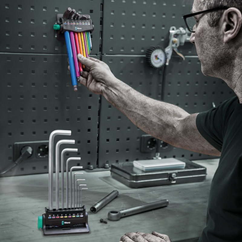 Ключ шестигранний Г-подібний НАБІР — 9 шт WERA 950/9 Hex-Plus Multicolour 3 (05133165001)
