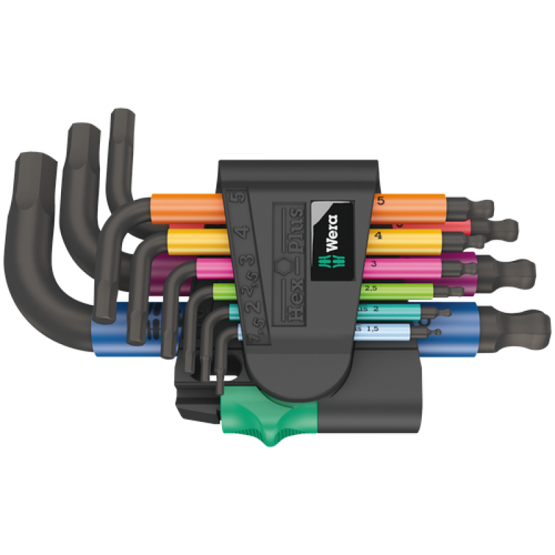 Ключ шестигранний Г-подібний НАБІР — 9 шт WERA BlackLaser 950/9 Hex-Plus Multicolour 2 (05133164001)