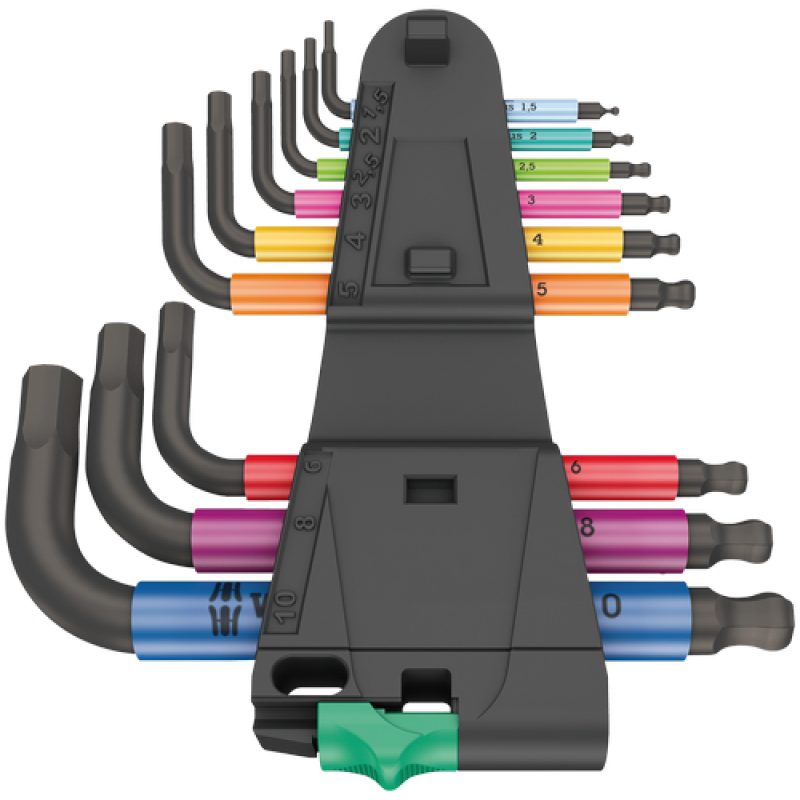 Ключ шестигранний Г-подібний НАБІР — 9 шт WERA BlackLaser 950/9 Hex-Plus Multicolour 2 (05133164001)