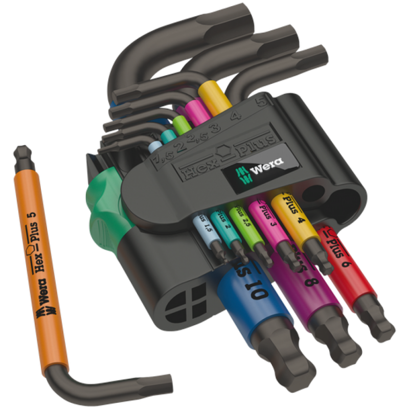 Ключ шестигранний Г-подібний НАБІР — 9 шт WERA BlackLaser 950/9 Hex-Plus Multicolour 2 (05133164001)