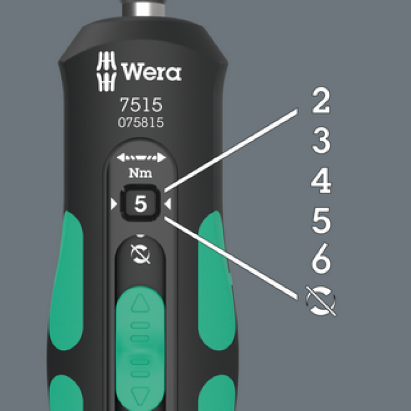 Отвертка динамометрическая реверсная с битами WERA 7515/16 Kraftform Safe-Torque Speed ​​Universal 1 (05075851001)