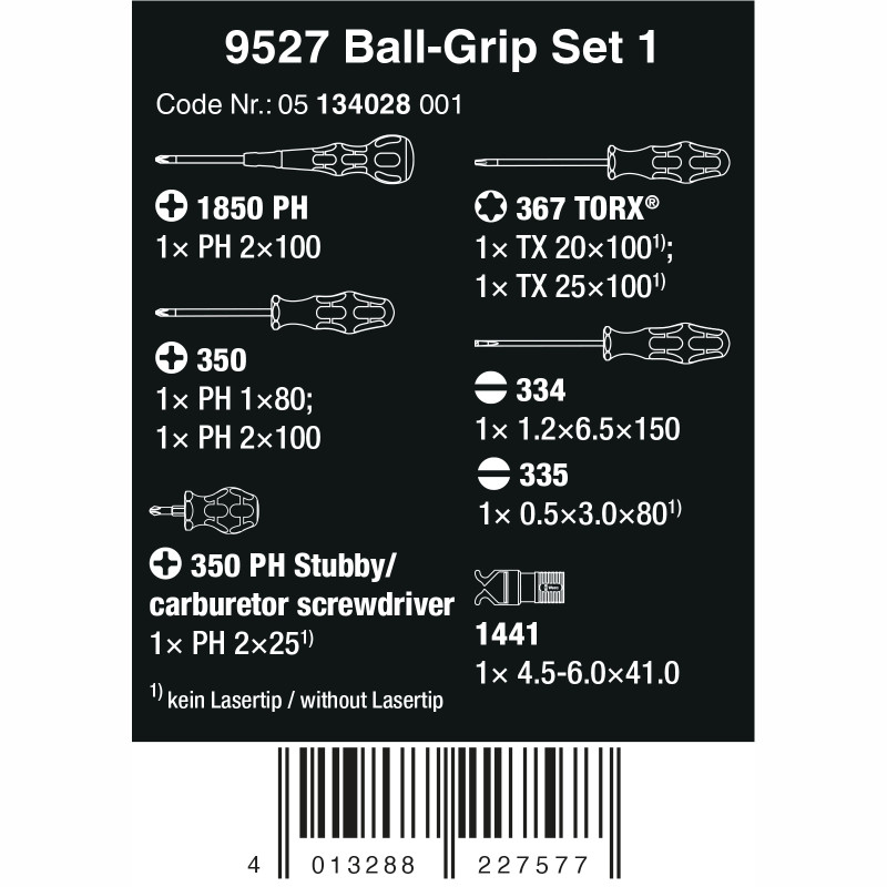 Набор отверток Wera 9257 Ball Grip Set 1, 9 предметов (05134028001)