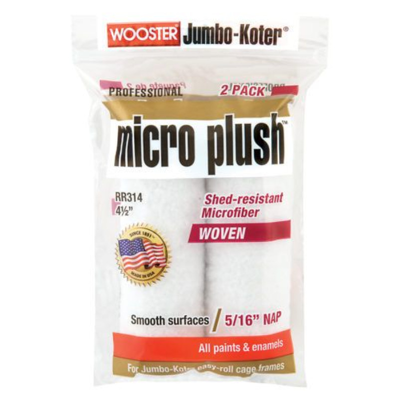 Валик малярный Wooster Micro Plush Microfiber / тканый RR314 ворс 8 мм, 10 см