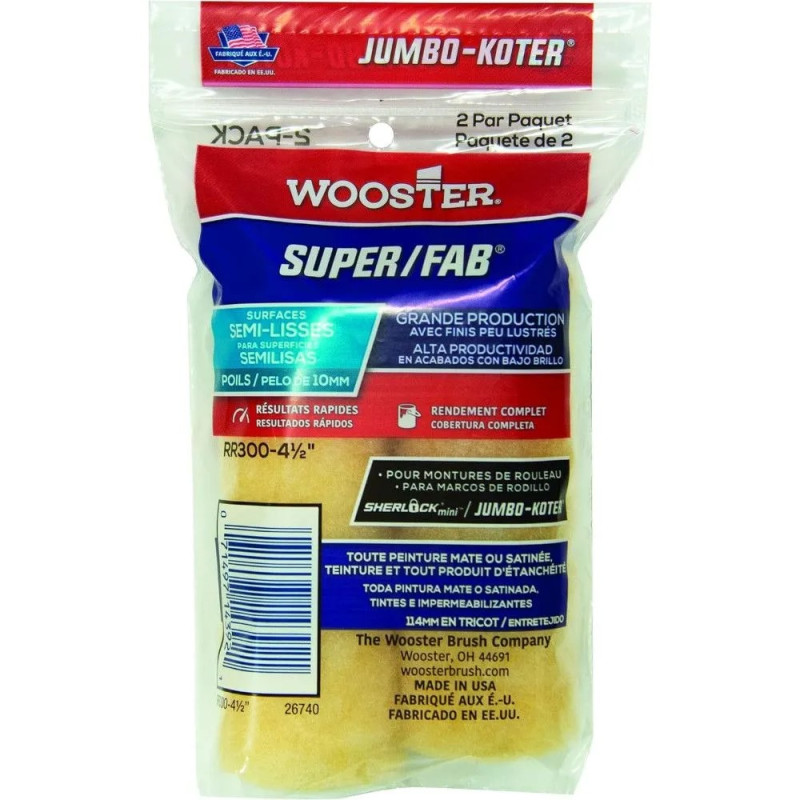 Комплект мініваликів Wooster Jumbo-Koter для тримача Sherlock mini 114мм, 2 шт, ворс 10 мм (RR300-4½)