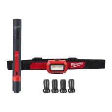 Фонарь светодиодный НАБОР — 2 шт (ручной + налобный) HL2IPL-LED ALKALINE POWER PACK MILWAUKEE (4933492103)