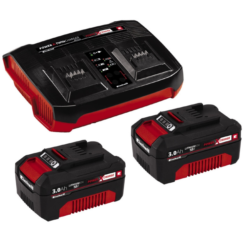 Аккумуляторы + зарядное устройство на два аккумулятора Einhell 18V 2x3.0Ah Twincharger Kit (4512083)